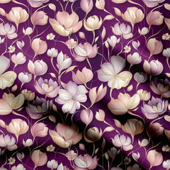 Purple Flowers Print Fabric