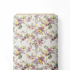 Soft Violet Flowers Print Fabric