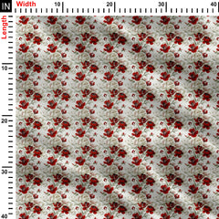 Red Flowers Print Fabric