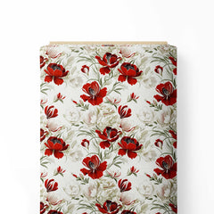 Red Flowers Print Fabric