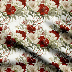 Red Flowers 001 Print Fabric