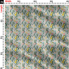 Watercolor Stripe Flowers Print Fabric