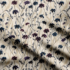 Black Flowers Print Fabric