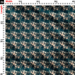 Royal Aqua Floral Print Fabric