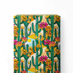 Cacti in full bloom Print Fabric