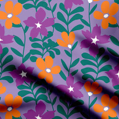 Purple Bold Floral Print Fabric