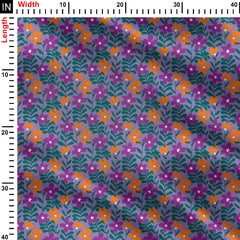 Purple Bold Floral Print Fabric