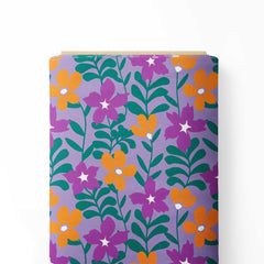 Purple Bold Floral Print Fabric