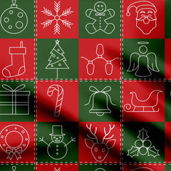 Christmas icon line art Print Fabric