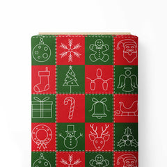 Christmas icon line art Print Fabric