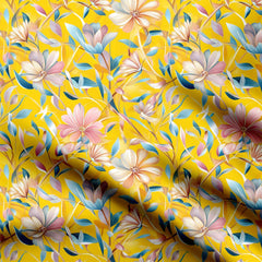 Sunny Yellow Flowers Print Fabric