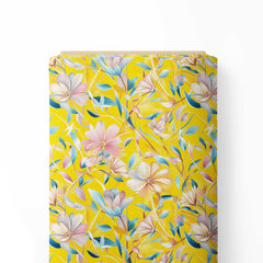 Sunny Yellow Flowers Print Fabric