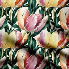 Vibrant oversized tulips Print Fabric