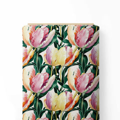 Vibrant oversized tulips Print Fabric