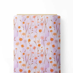 Pink and orange daisies Print Fabric