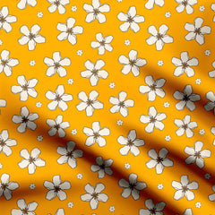 Yellow & White Flowers Print Fabric