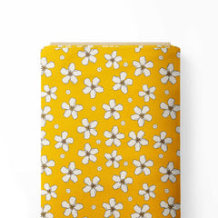 Yellow & White Flowers Print Fabric