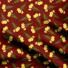 Maroon Little Floral Print Fabric