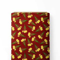 Maroon Little Floral Print Fabric