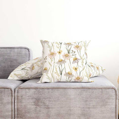 Camomile flowers and grass pattern Cushion