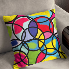 circle abstract design Colourful Cushion