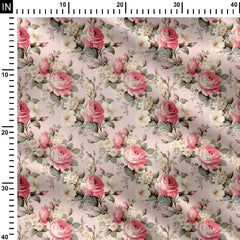 Peach Roses Print Fabric