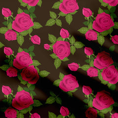 Pink Rose With Dark Print Fabric