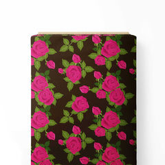 Pink Rose With Dark Print Fabric