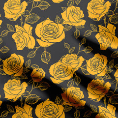 Yellow Passionate Flower Print Fabric