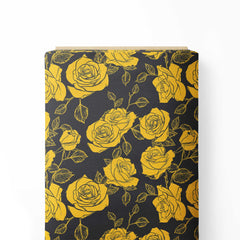 Yellow Passionate Flower Print Fabric