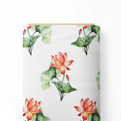 Orange Water Lily Print Fabric