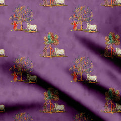 Lilac Gopiyan Van Print Fabric