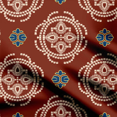 Brown Radial Bandhani Print Fabric