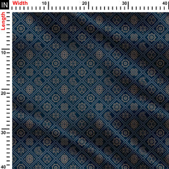 Cubic Navy Bandhini Print Fabric