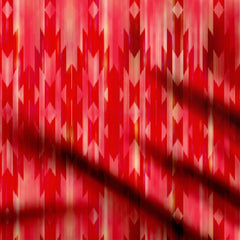 Red Ikat Stripes Print Fabric