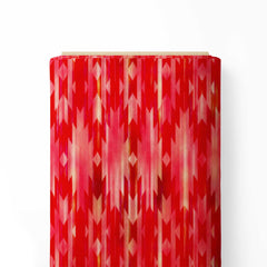 Red Ikat Stripes Print Fabric