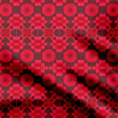 Red Linked Floral Print Fabric