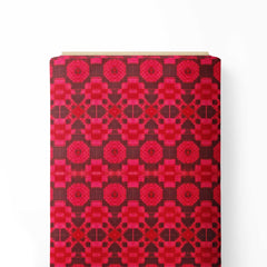 Red Linked Floral Print Fabric