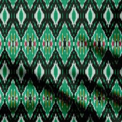 Green Diamond Ikat Print Fabric