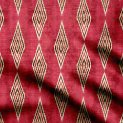 Red Geometric Ikat Print Fabric