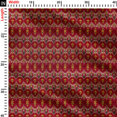 Maroon Ethnic Ikat Print Fabric