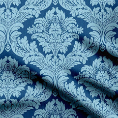 Blue Damask Print Fabric