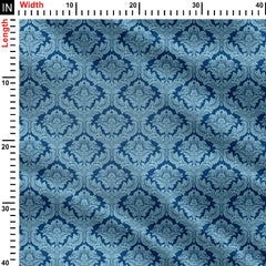 Blue Damask Print Fabric