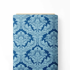 Blue Damask Print Fabric