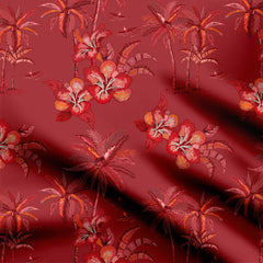 Peachy Tropical Print Fabric