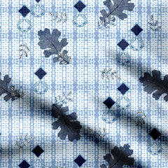 Indigo leaves Print Fabric