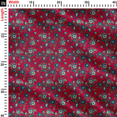 Blue Wild Flowers Print Fabric