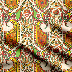 Golden Paisley Print Fabric