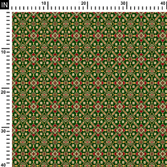 Georgette 2 Meters Green and Red Patola Print Fabric