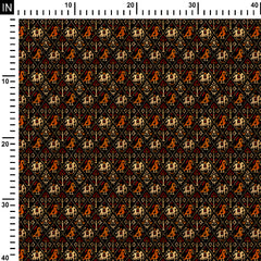 Cotton 1 Meter Black Designer Patola Print Fabric